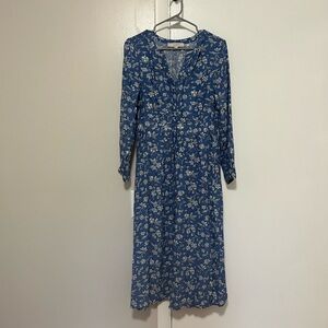 LOFT Blue Floral Midi Dress